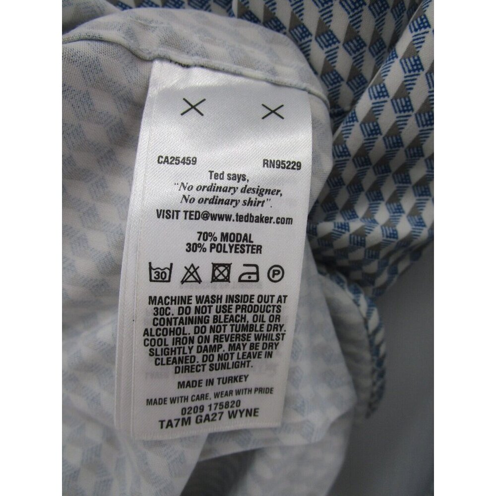 Ted Baker Shirt Large Button Down Pocket Geometric Print Flip Cuff 4 - Picture 10 of 11